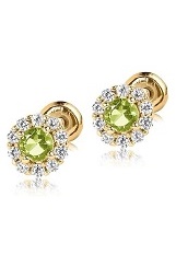 fancy yellow gold cubic zirconia August baby birthstone earrings